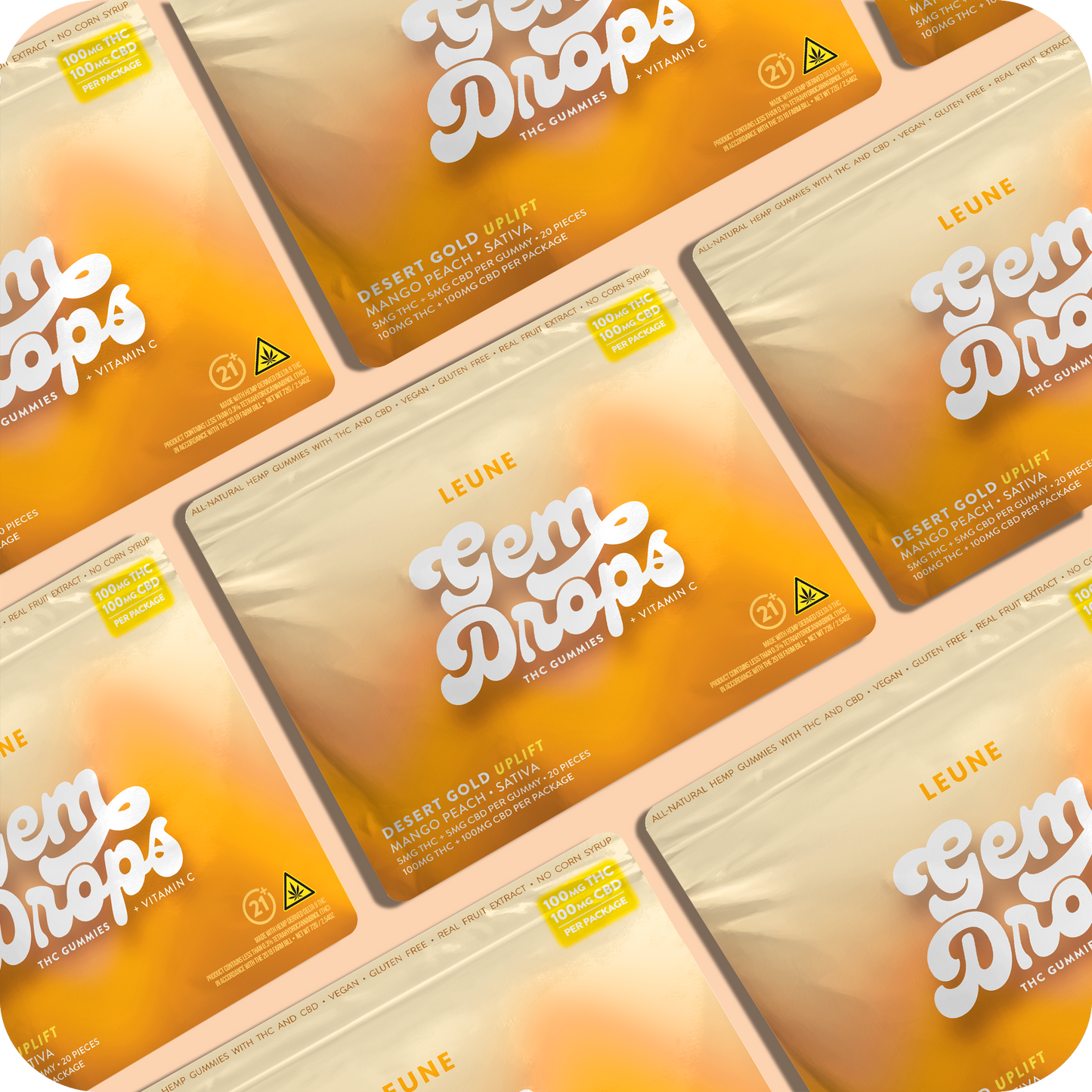 Party Pack - 10 Full Size Bags of Desert Gold Gem Drops - LEUNE Lab
