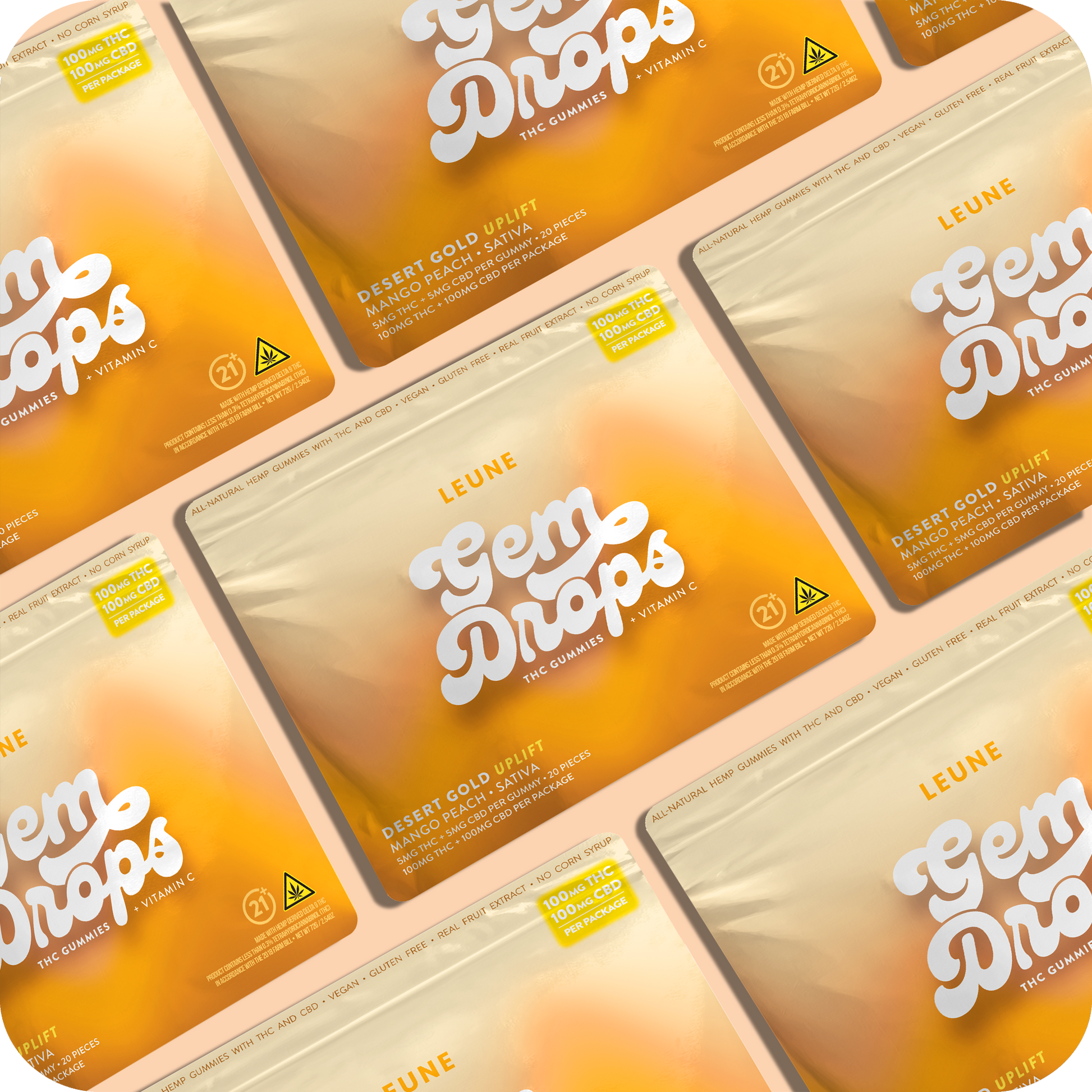 Party Pack - 10 Full Size Bags of Desert Gold Gem Drops - LEUNE Lab